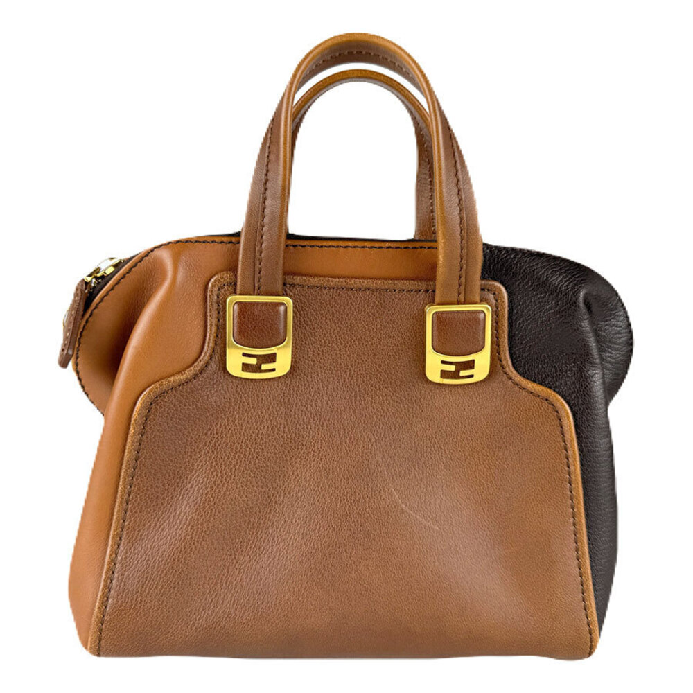 Fendi 2way Shoulder Bag Leather Brown